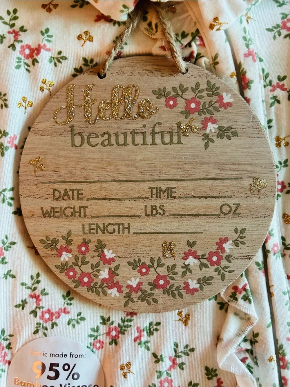 Baby Essentials Cream Floral New born set with Pink and Green Accents